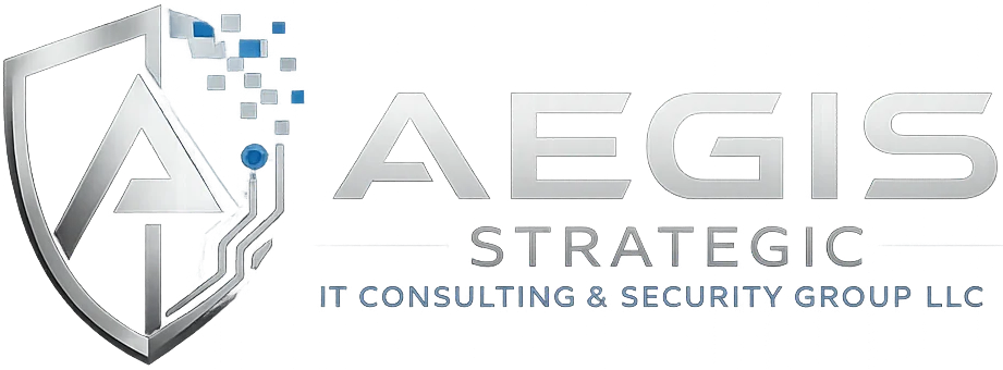AEGIS Strategic IT Consulting and Security Group LLC logo with shield emblem and circuit board design